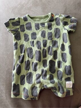 Mac & Moon Olive Green with Charcoal Spot Baby One-Piece